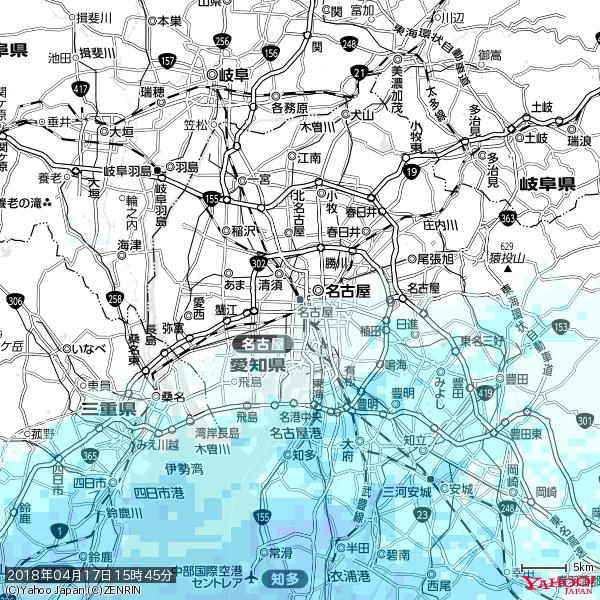 名古屋の天気(雨) 降水強度: 0.45(mm/h) 2018年04月17日 15時45分の雨雲 #雨雲bot #bot 名古屋の天気(雨) 降水強度: 0.45(mm/h) 2018年04月17日 15時45分の雨雲 #雨雲bot #bot