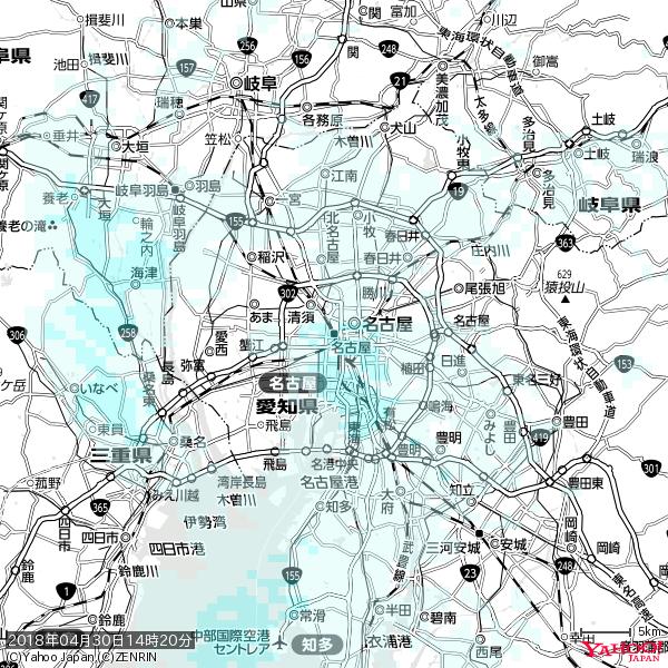 名古屋の天気(雨) 降水強度: 1.25(mm/h) 2018年04月30日 14時20分の雨雲 #雨雲bot #bot 名古屋の天気(雨) 降水強度: 1.25(mm/h) 2018年04月30日 14時20分の雨雲 #雨雲bot #bot