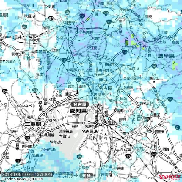 名古屋の天気(雨) 降水強度: 2.38(mm/h) 2018年05月07日 13時00分の雨雲 #雨雲bot #bot 名古屋の天気(雨) 降水強度: 2.38(mm/h) 2018年05月07日 13時00分の雨雲 #雨雲bot #bot