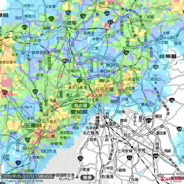 名古屋の天気(雨): 激しい雨 降水強度: 39.50(mm/h) 2018年05月07日 15時45分の雨雲 #豪雨bot #雨雲bot #bot 名古屋の天気(雨): 激しい雨 降水強度: 39.50(mm/h) 2018年05月07日 15時45分の雨雲 #豪雨bot #雨雲bot #bot