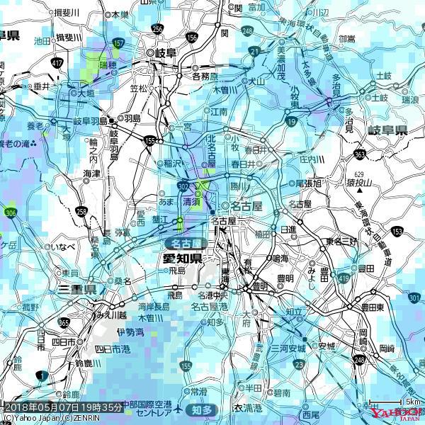名古屋の天気(雨) 降水強度: 7.25(mm/h) 2018年05月07日 19時35分の雨雲 #雨雲bot #bot 名古屋の天気(雨) 降水強度: 7.25(mm/h) 2018年05月07日 19時35分の雨雲 #雨雲bot #bot