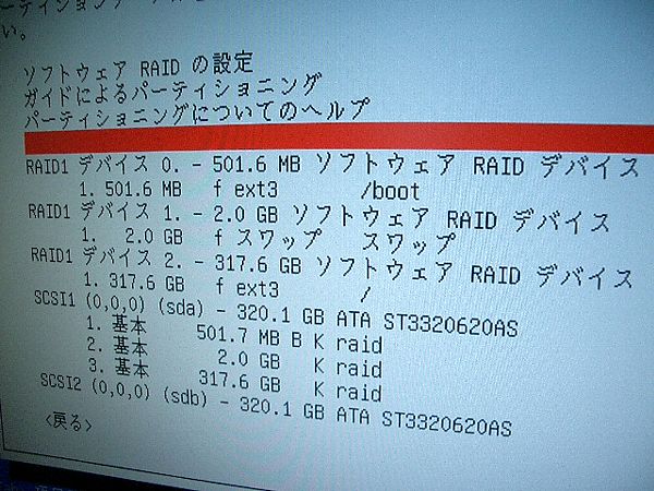 RAID1パーティションレイアウト