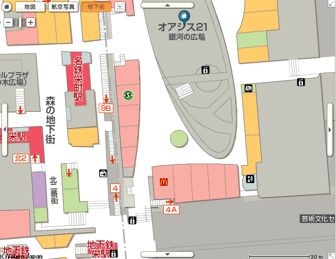 Yahoo!地図 地下街マップ オアシス21 縮尺1/750