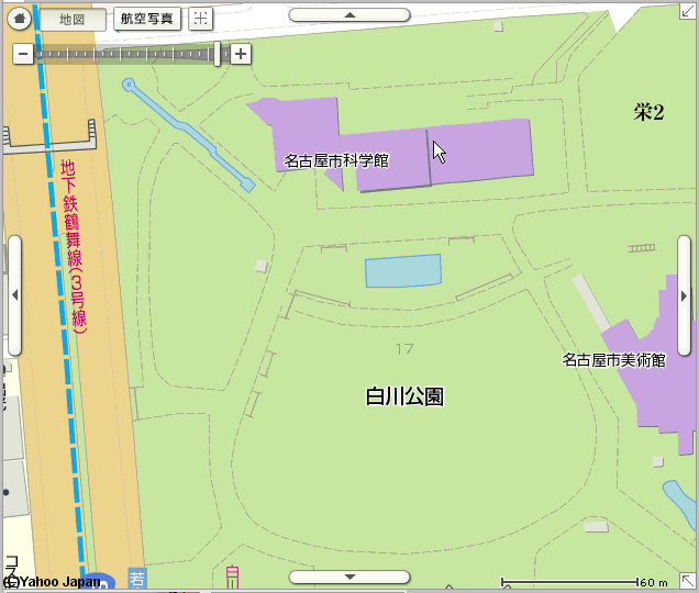Yahoo!地図 名古屋 栄付近 白川公園
