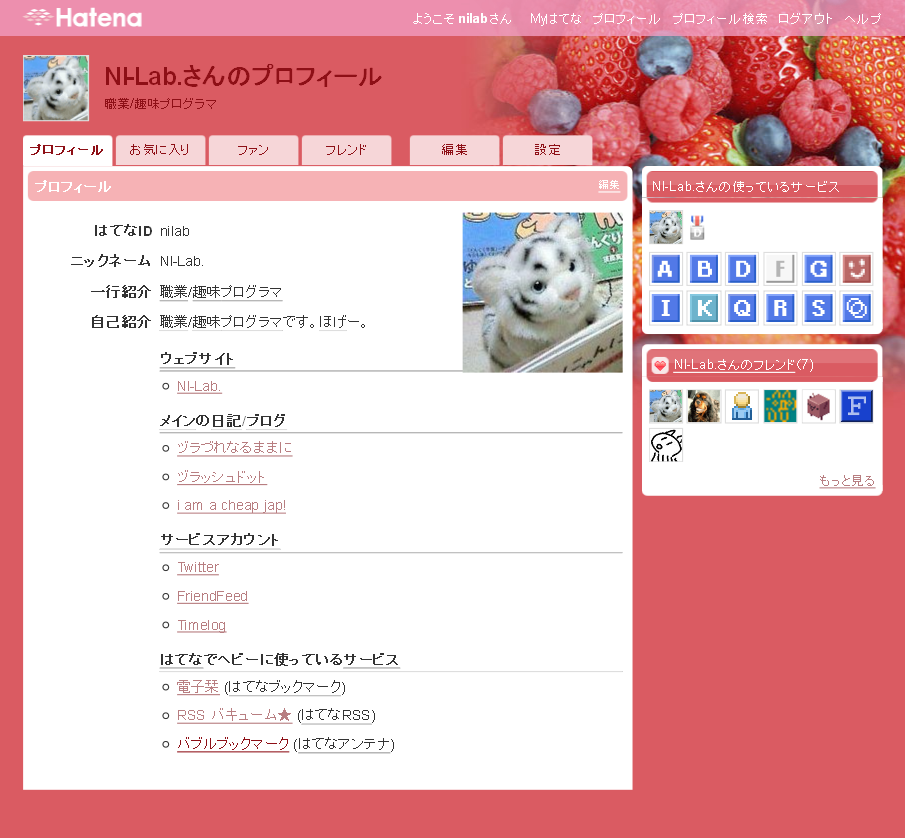 NI-Lab. Myはてな プロフィール