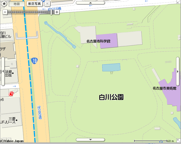 Yahoo!地図 名古屋 栄付近 白川公園