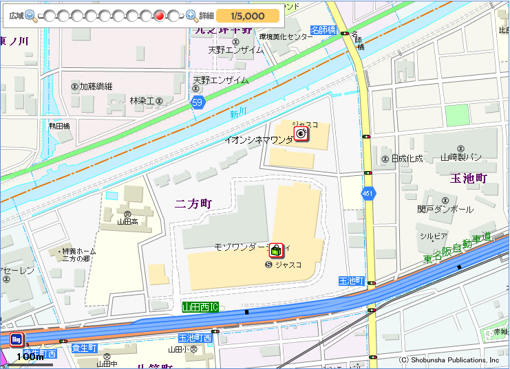 mozoワンダーシティーの地図 ちず窓ビュー