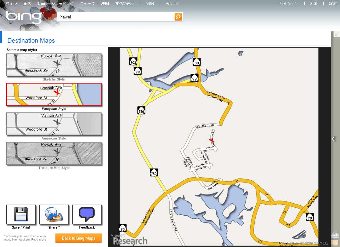 Bing Maps - Destination Maps (略地図生成機能)