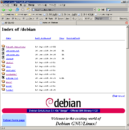 Debianのインストールメディア(DVD-ROM)をApacheで公開すると……