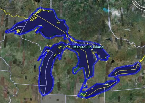 五大湖 再び (Great Lakes in USA again!) in Google Earth